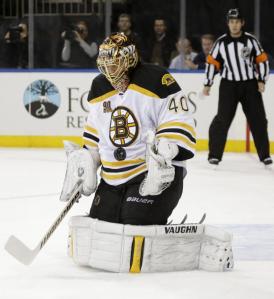 Tuukka Time: Bruins goalie Tuukka Rask was in the zone stopping 43 shots lifting them past the Rangers 2-1. AP Photo/Kathy Willens