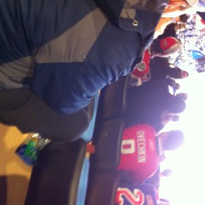 A Caps fan watches supporting Alex Ovechkin in Section 419. Copyright Derek Felix