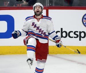 An overjoyed Martin St. Louis celebrates his first period goal in Game 1. AP Photo/The Canadian Press/Ryan Remiorz
