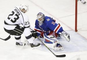 Dustin Brown beats Henrik Lundqvist for a Kings goal in the second period. AP Photo/Frank Franklin II
