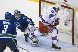 Miller Time: J.T. Miller finishes off a goal in the Rangers 5-1 win over the Canucks. AP Photo by Jonathan Hayward/The Canadian Press