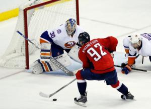Evgeny Kuznetsov had the breakout performance with two goals and an assist highlighting the Caps' 5-1 win over the Isles in Game 5.  AP Photo by Alex Brandon/Getty Images
