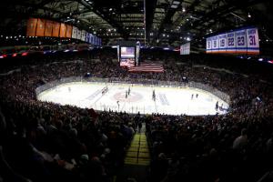A nice shot of Nassau Coliseum during the national anthem prior to Game 6.  AP Photo by Julie Jacobson/Getty Images