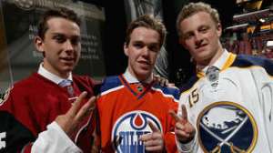 Future Watch: Top 3 picks Connor McDavid (middle), Jack Eichel (right) and Dylan Strome (left) pose for a photo op. AP Photo by Dave Sandford/NHLI via Getty Images