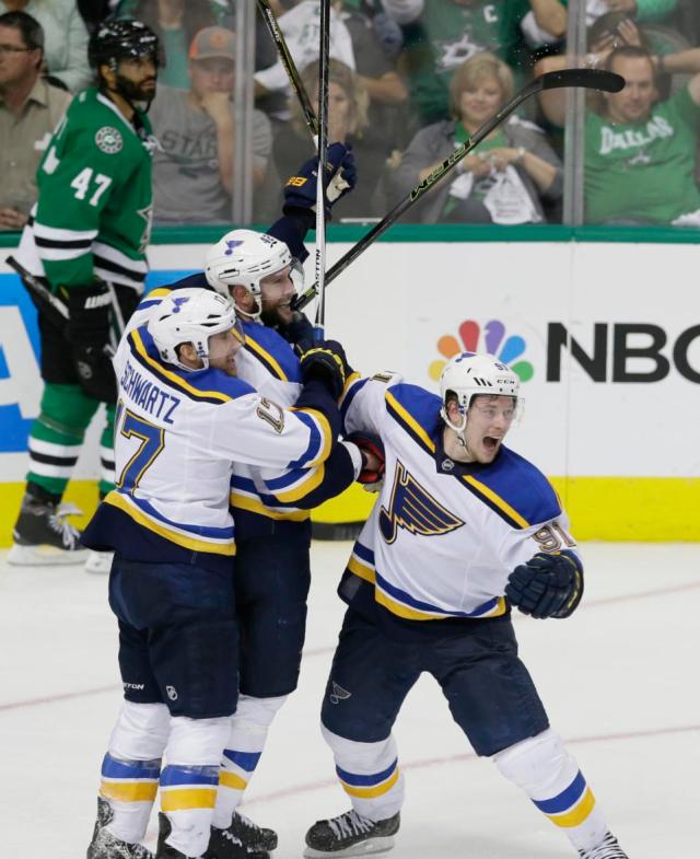 David Backes, Jaden Schwartz, Vladimir Tarasenko, Johnny Oduya